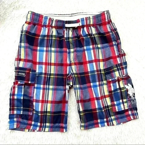 U.S. Polo Plaid Large Side Pocket Mens Swim Trunk Shorts Size M - Picture 1 of 10